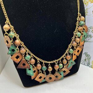 1970's Artisan Brass and Copper Brutalist Necklace